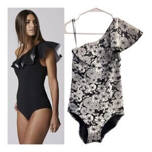 NWT Lisa Marie Fernandez THE ARDEN MAILLOT FLOUNCE Floral Swimsuit Sz 2 USA Made